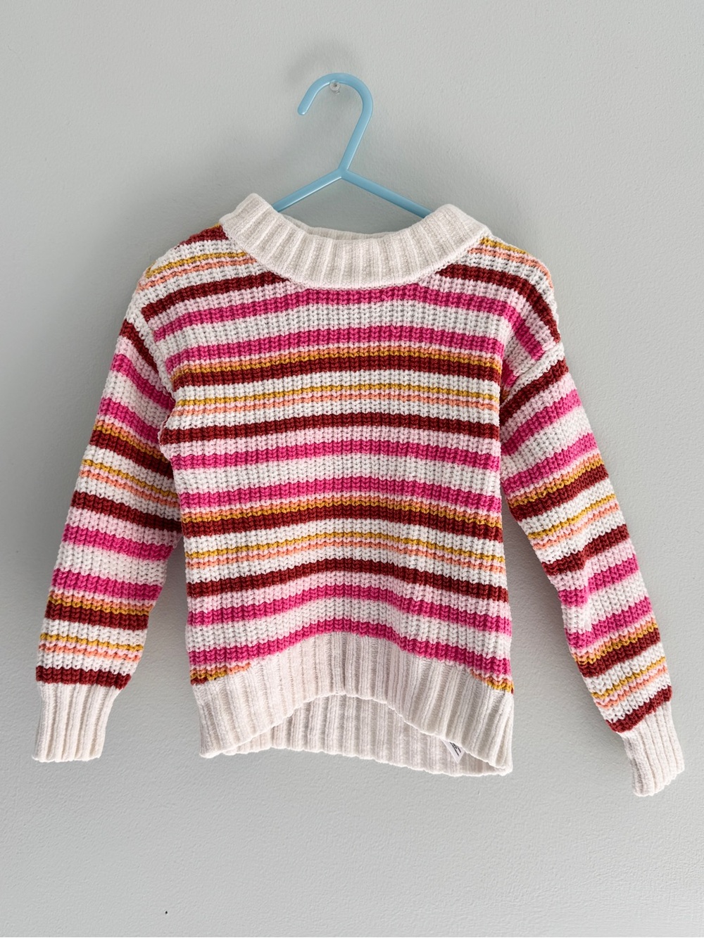 Old Navy Pink Striped Heavy Knit Sweater 4T Girls